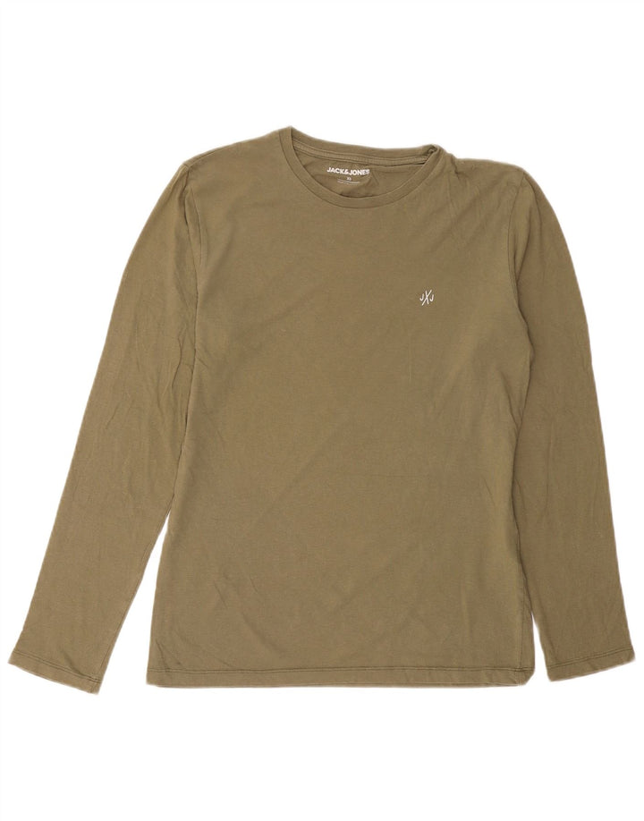 JACK & JONES Męski top z długim rękawem XS, bawełniany khaki