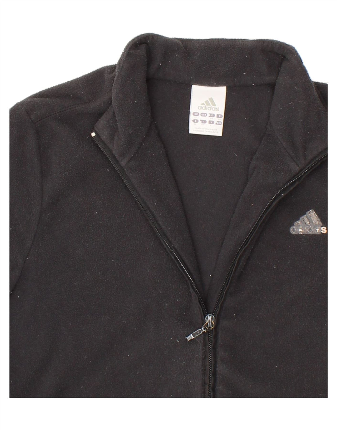 ADIDAS Womens Fleece Jacket UK 12 Medium Black Polyester Vintage Adidas and Second-Hand Adidas from Messina Hembry 