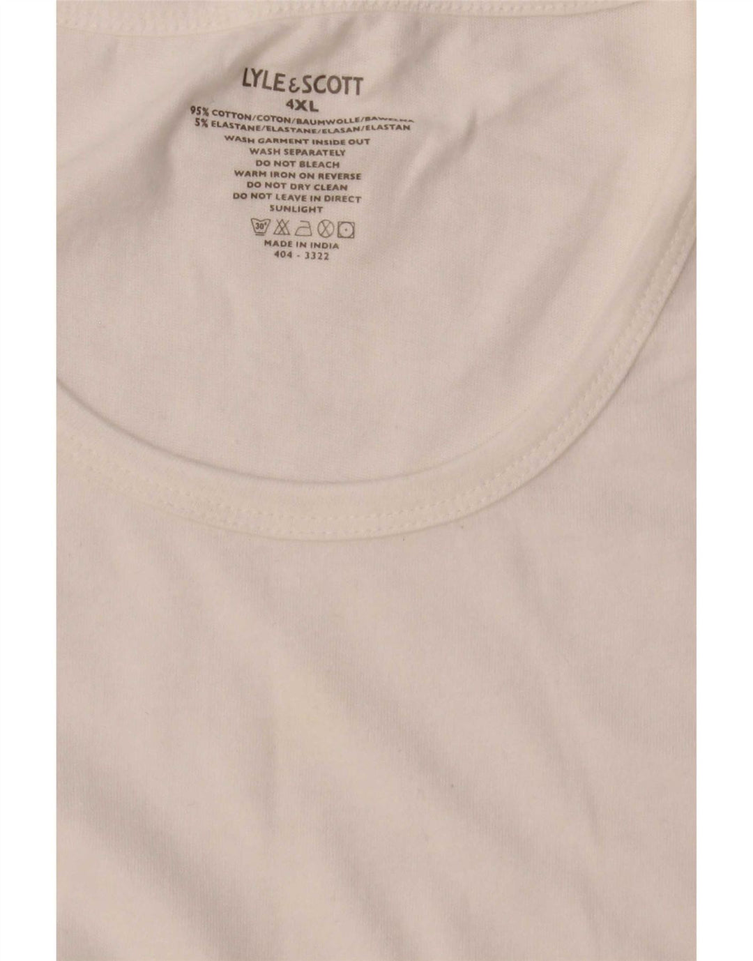 Lyle & Scott Męski T-shirt Top 4XL Biała Bawełna
