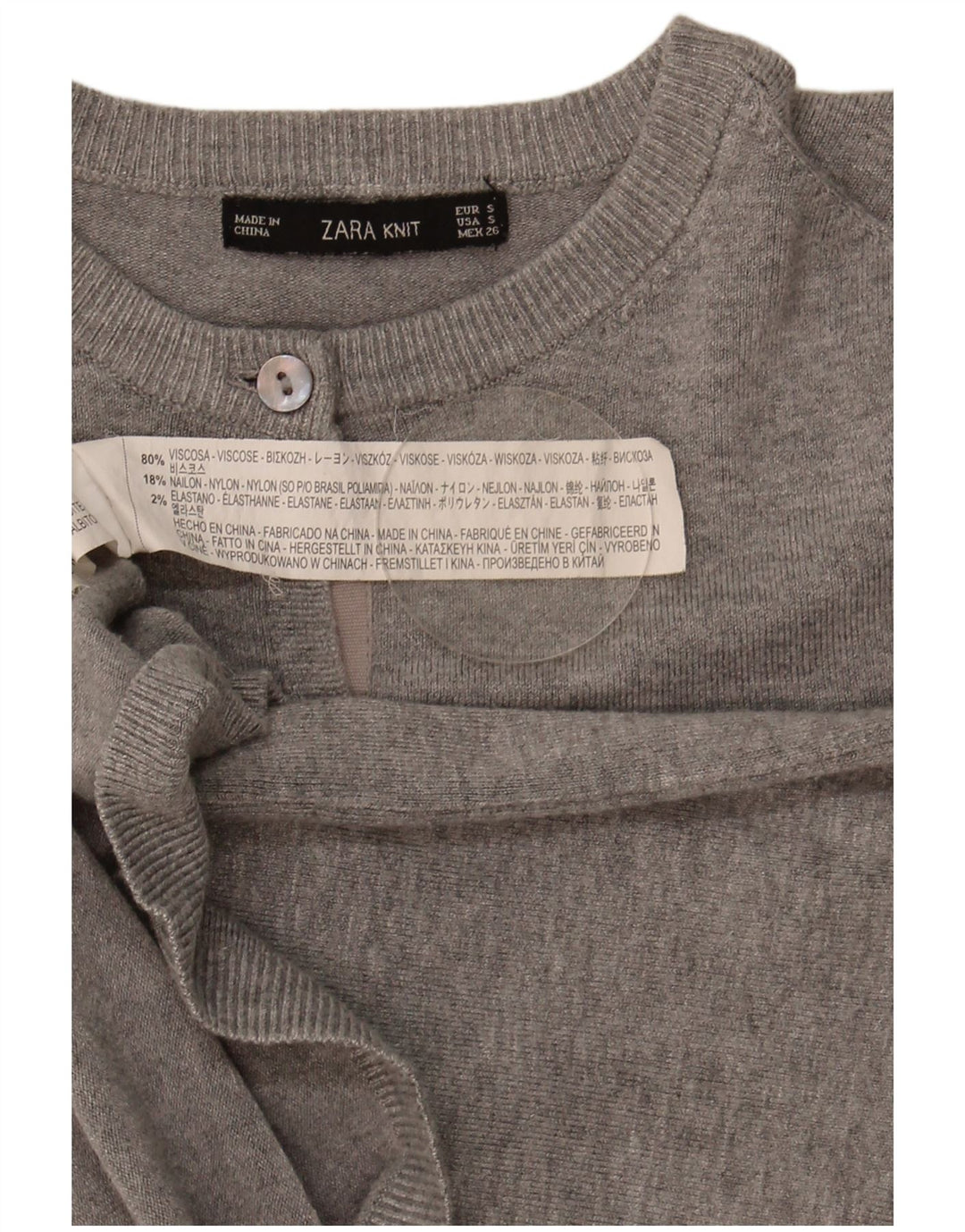 Sweter damski Zara Cardigan UK 10 Small, szara wiskoza