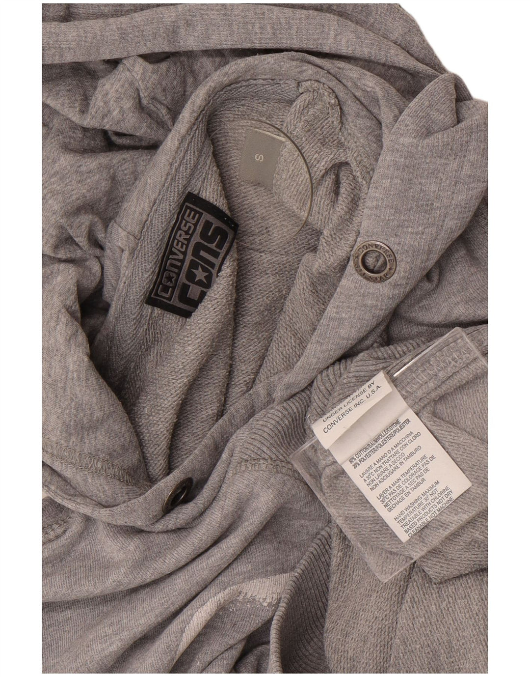 Męski sweter z kapturem Converse z grafiką, mały, szary, bawełniany