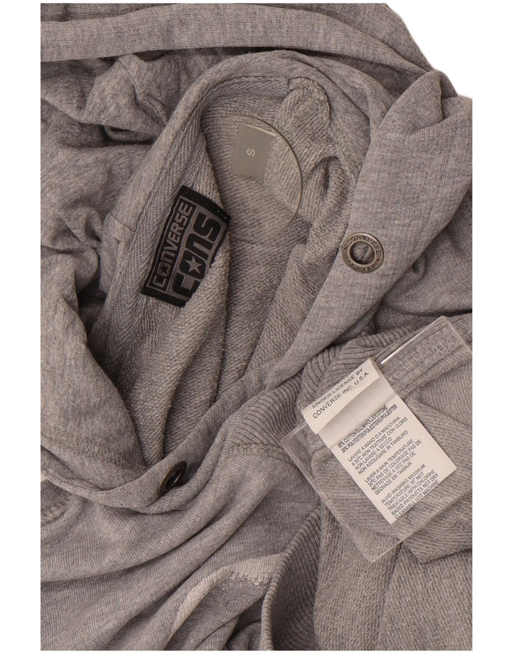Męski sweter z kapturem Converse z grafiką, mały, szary, bawełniany