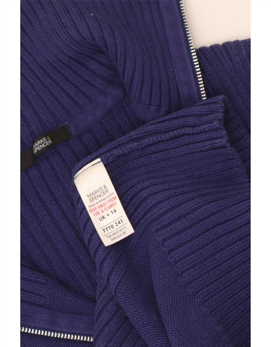 Marks & Spencer Damski sweter kardigan UK 14, średni niebieski, bawełniany