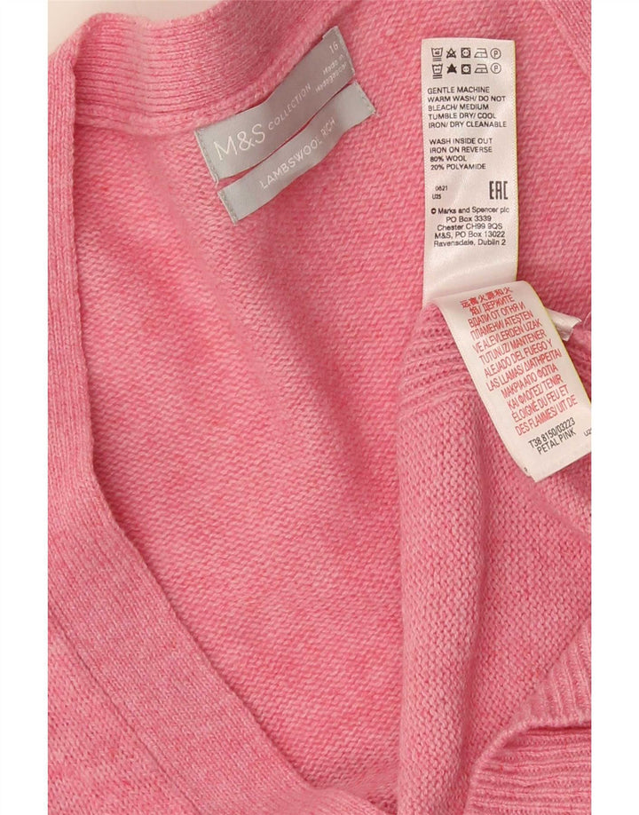 Marks & Spencer Damski sweter kardigan UK 16, duży, różowy, wełniany