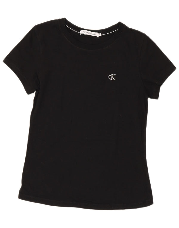 Damska krótka koszulka Calvin Klein Jeans Top UK 10, mała, czarna bawełna