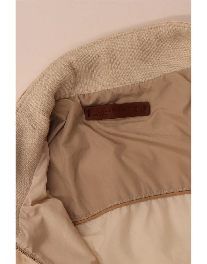 Damska pikowana kurtka Zara UK 16, duża, beżowa, poliester
