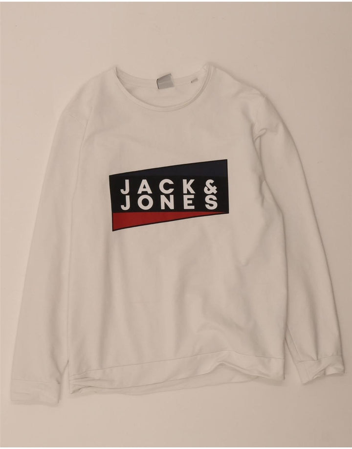 Męska bluza z grafiką Jack & Jones, duża, biała, bawełniana
