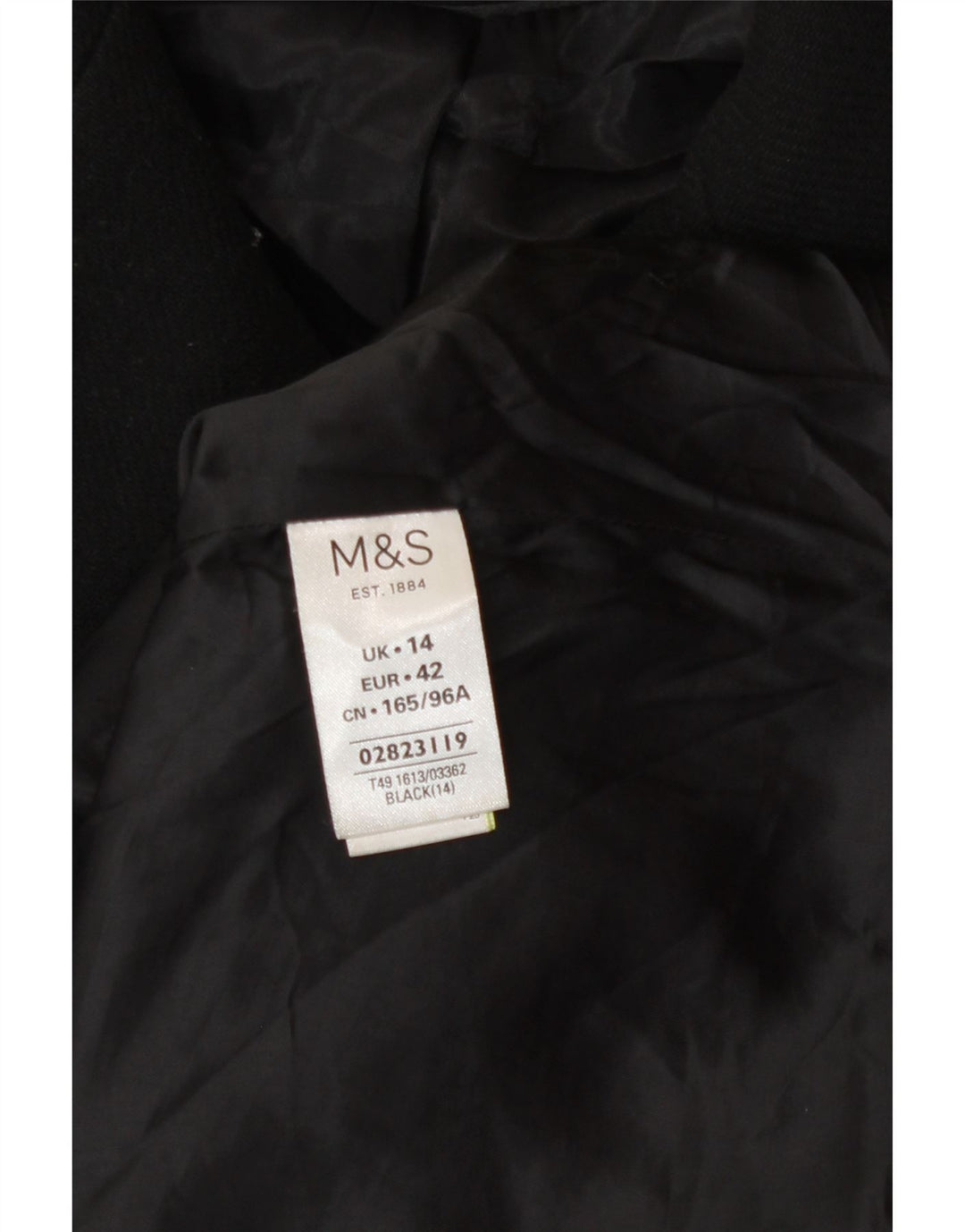 Marks & Spencer Damski płaszcz grochowy UK 14, duży, czarny, poliester
