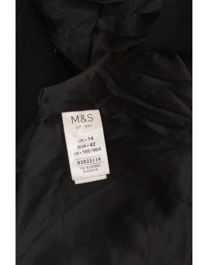 Marks & Spencer Damski płaszcz grochowy UK 14, duży, czarny, poliester