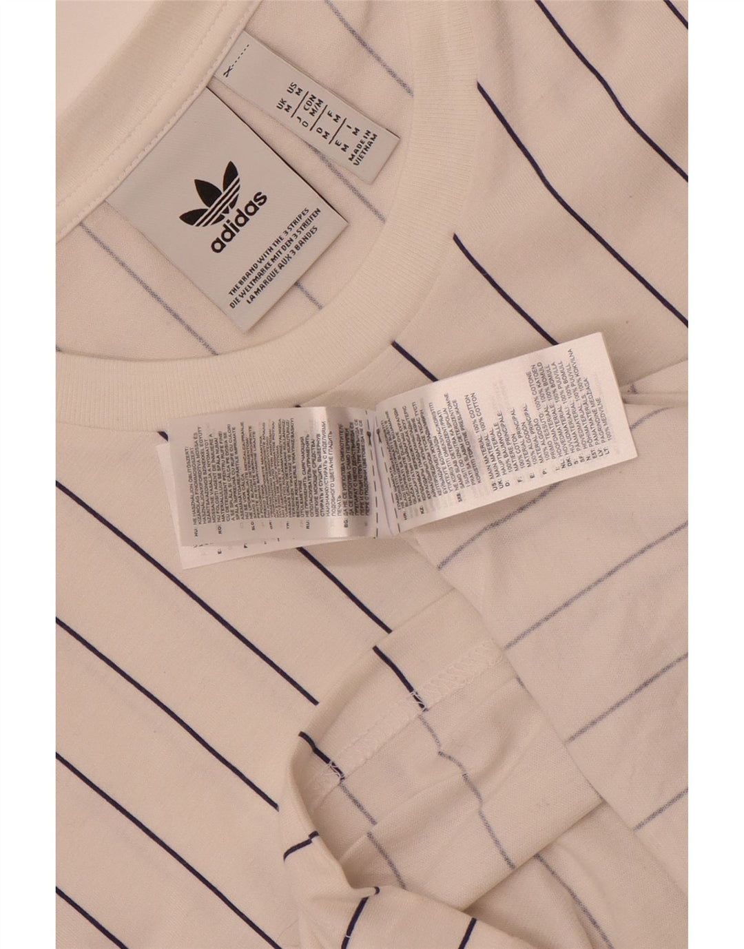Męska koszulka z grafiką Adidas, średnia, bawełniana w białe paski