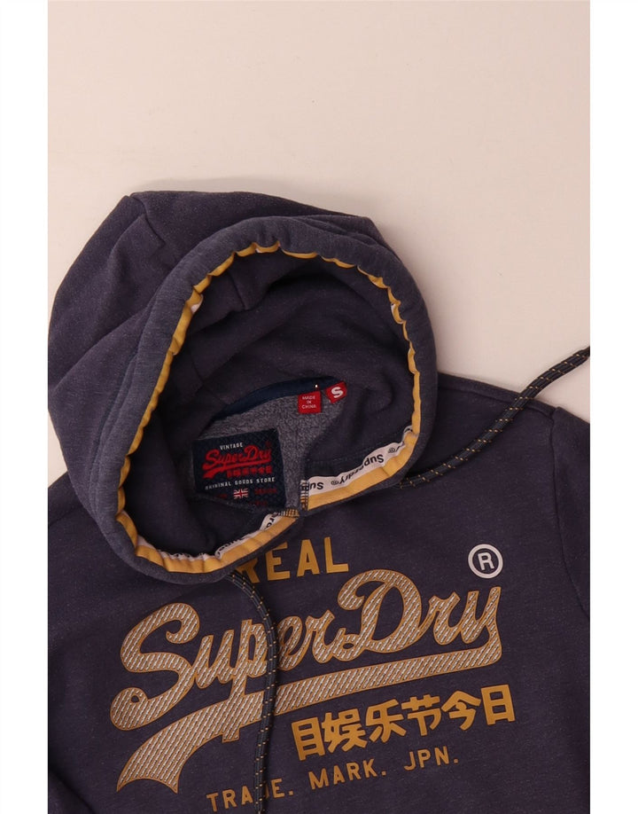SUPERDRY Męski sweter z kapturem i grafiką, mały, granatowy, poliester