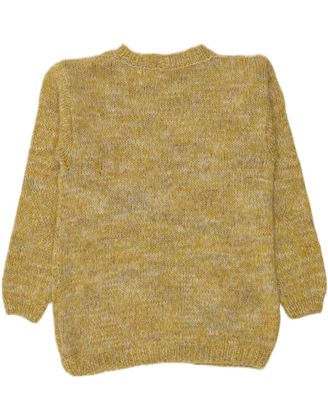 Vintage męski sweter z dekoltem w łódkę, średni żółty nakrapiany