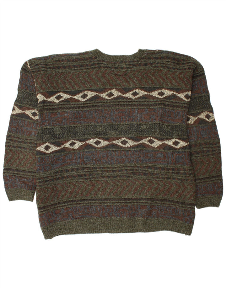 Męski sweter z dekoltem w kształcie litery V, LONDON FOG, 3XL, khaki, Fair Isle