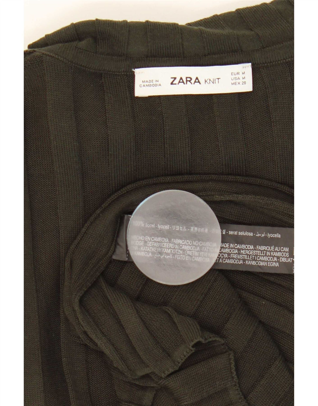 Damski top z długim rękawem Zara UK 12 Medium Khaki Lyocell