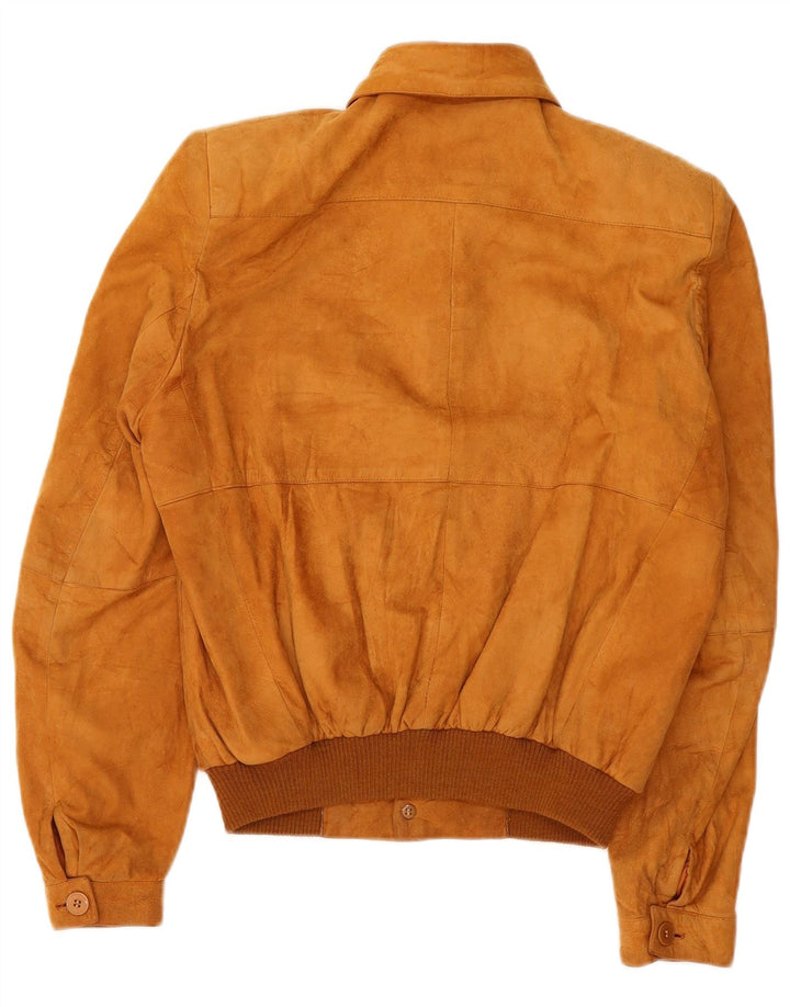 Vintage męska zamszowa kurtka bomber IT 46 mała beżowa skóra