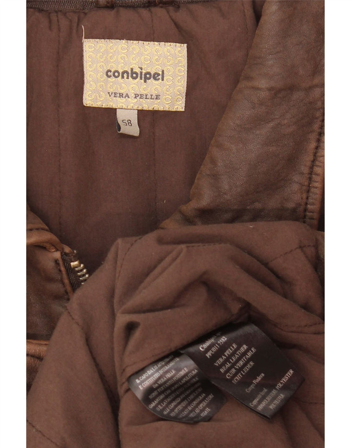 Conbipel Męska kurtka skórzana IT 58 2XL Brązowa skóra