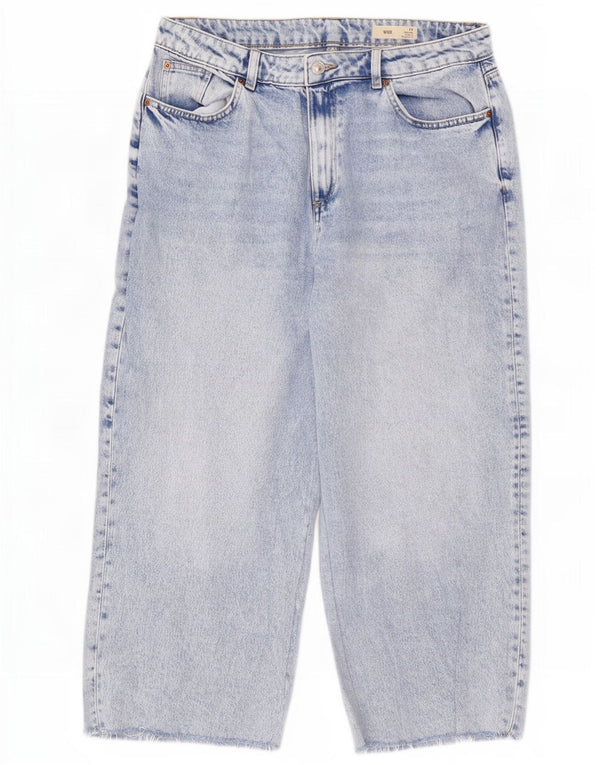 Marks & Spencer Damskie dżinsy Capri Wide Leg UK 14 Large W34 L23 Niebieskie bawełniane