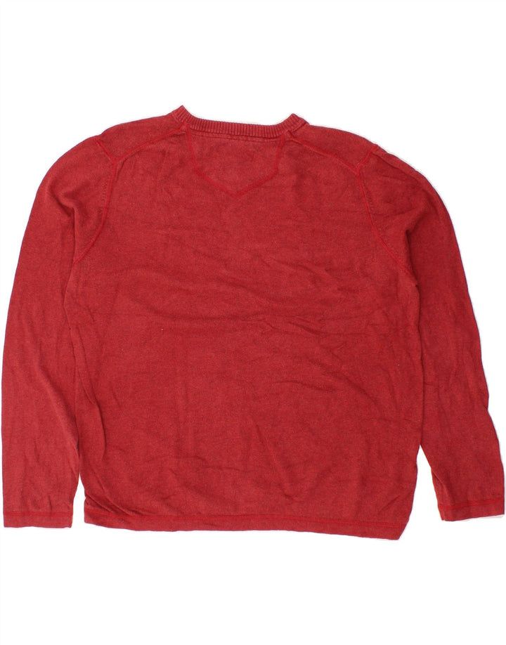 EDDIE BAUER Mens V-Neck Jumper Sweater Large Red Cotton Vintage Eddie Bauer and Second-Hand Eddie Bauer from Messina Hembry 
