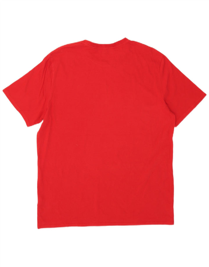 Męski T-shirt z grafiką CALVIN KLEIN, duży, czerwony, bawełniany