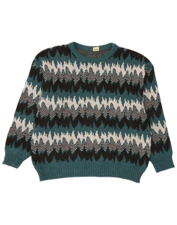Apart Męski sweter z okrągłym dekoltem IT 54 XL, wielokolorowe paski, akryl