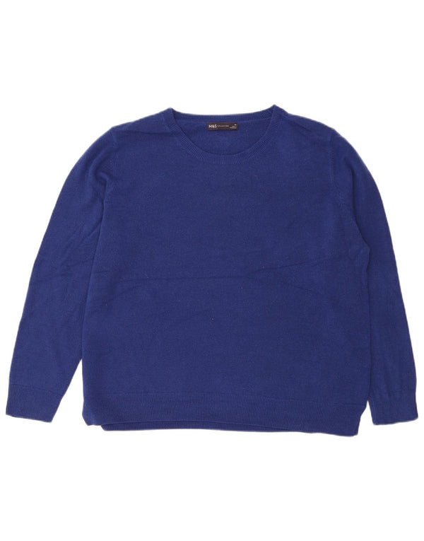 Marks & Spencer Damski sweter z dekoltem w łódkę UK 20 2XL Niebieski akryl