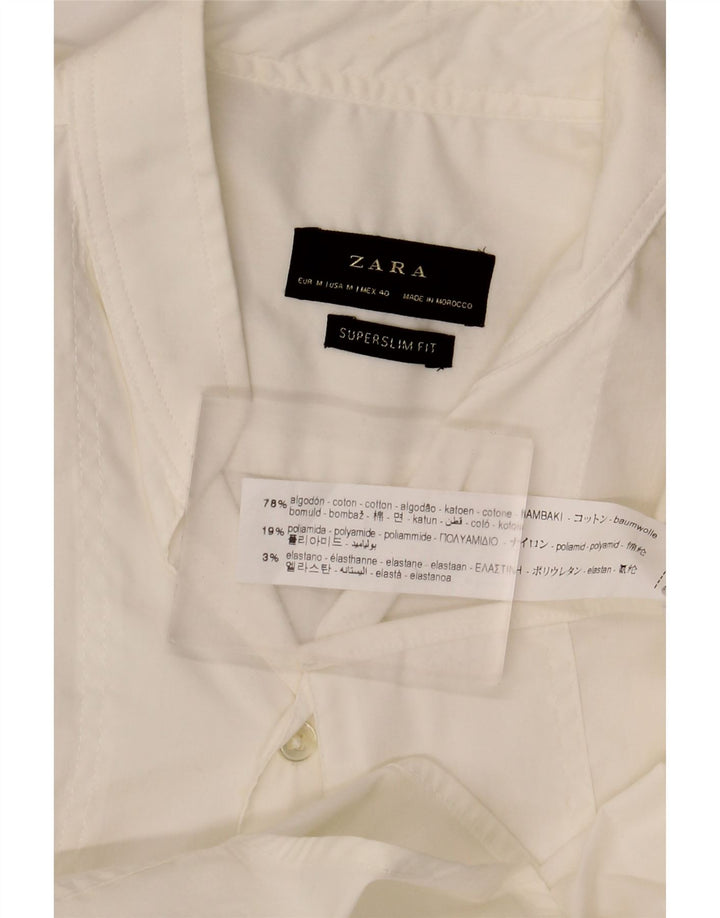 Koszula męska ZARA Super Slim Fit, średnia, biała, bawełniana