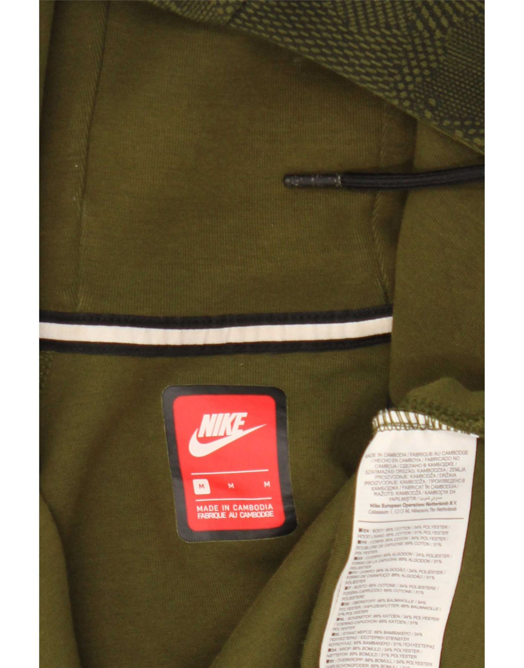 Męski sweter z kapturem i zamkiem Nike, bawełna w kolorze khaki, kamuflaż