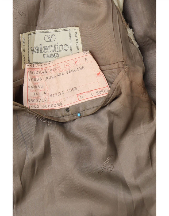 VALENTINO Męska marynarka zapinana na 2 guziki IT 50 Duża niebieska krata z dziewiczej wełny