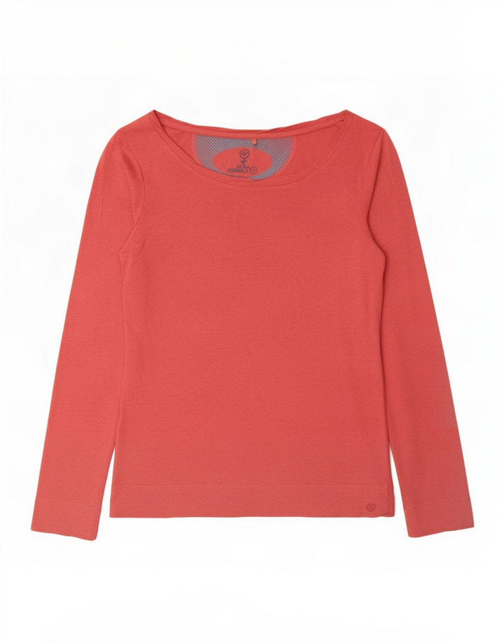 Top damski Fat Face z długim rękawem, UK 12, średni czerwony, nakrapiany bawełniany