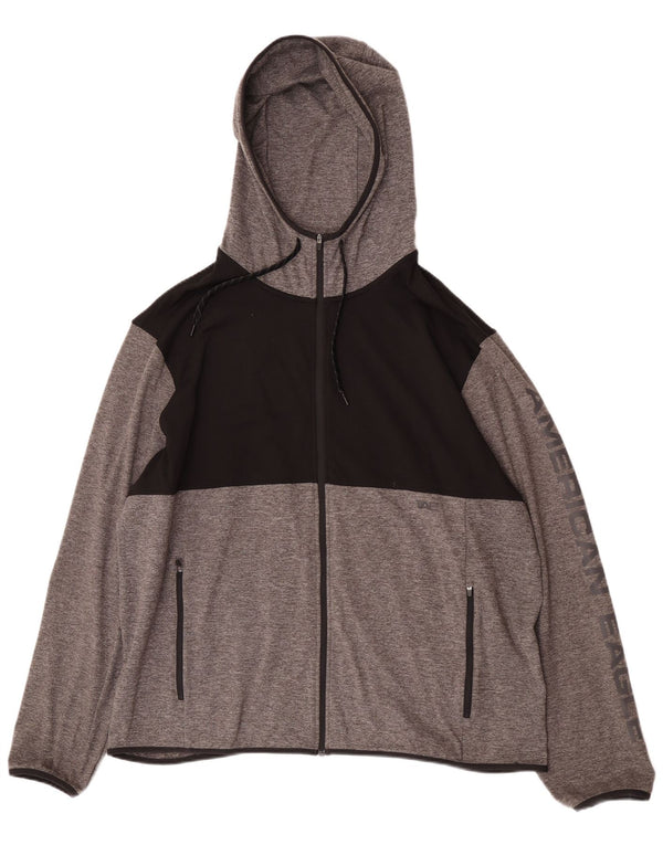 Męski sweter z kapturem i zamkiem błyskawicznym American Eagle, 2XL, szary, blok kolorów