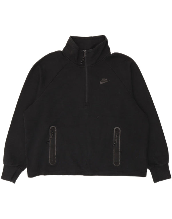 Damski sweter oversize z zamkiem błyskawicznym Nike UK 18 XL, czarny, bawełniany