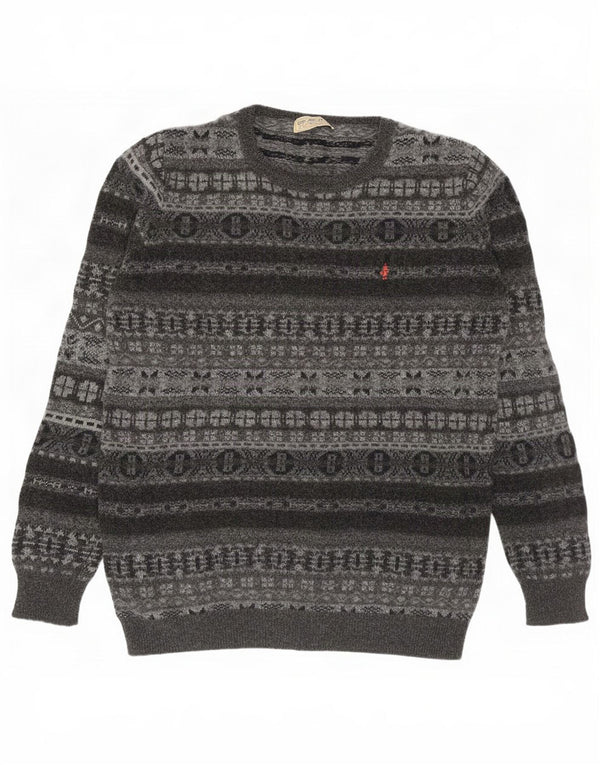 Marlboro Classics Męski sweter z okrągłym dekoltem 2XL Szary Fair Isle Wool