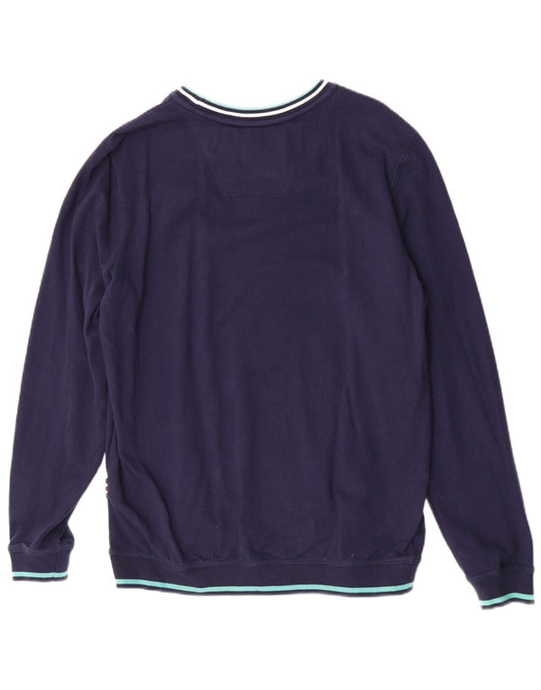 Joules Mens Sweatshirt Jumper Medium Navy Blue Striped Cotton