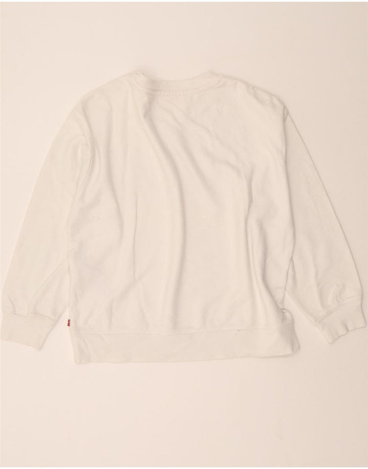 LEVI'S Womens Oversized Graphic Sweatshirt Jumper UK 16 Large White Cotton Vintage Levi's and Second-Hand Levi's from Messina Hembry 