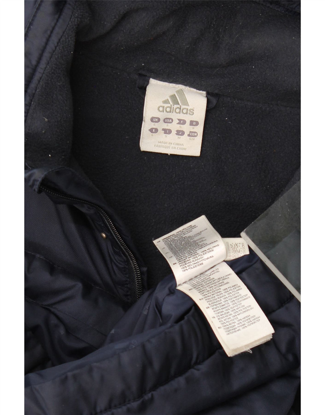 Adidas Mens Graphic Graphic Padded Coat UK 36 Small Navy Blue Polyester