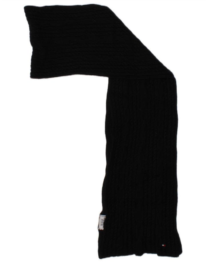TOMMY HILFIGER Womens Knit Rectangle Scarf One Size Black Cotton Classic