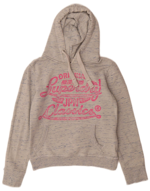 Damski sweter z kapturem Superdry, UK 10, mały, szary, nakrapiany, bawełniany
