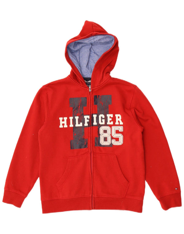 Chłopięcy sweter z kapturem i zamkiem Tommy Hilfiger 12-13 lat, średni czerwony