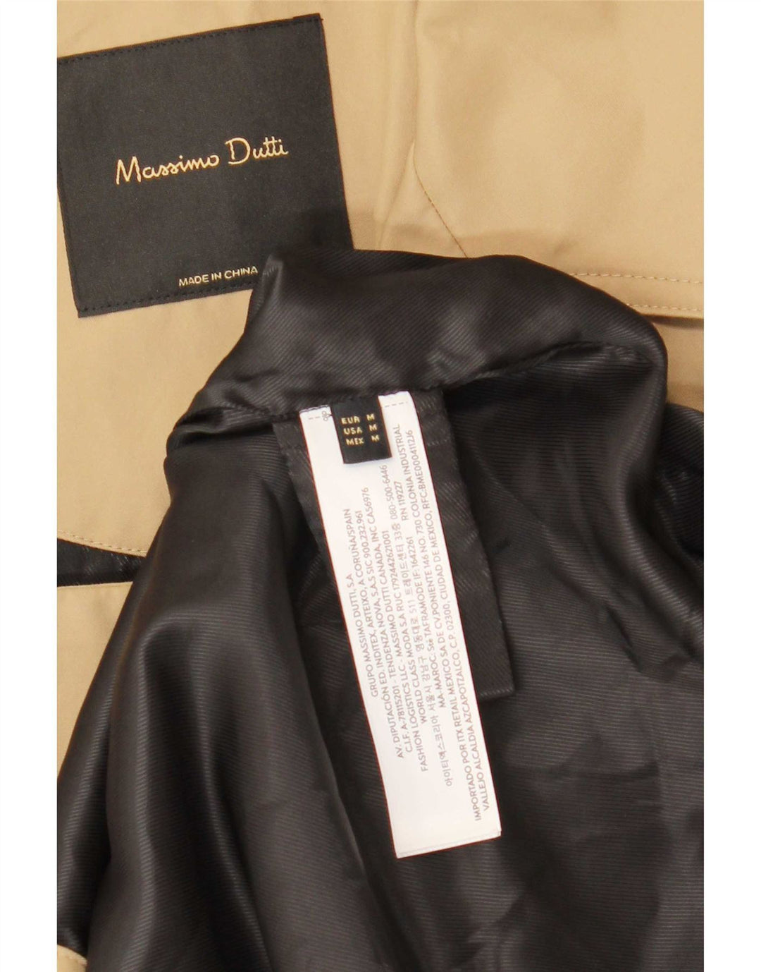 Krótki, oversize'owy płaszcz damski Massimo Dutti UK 14, średni beż, bawełna