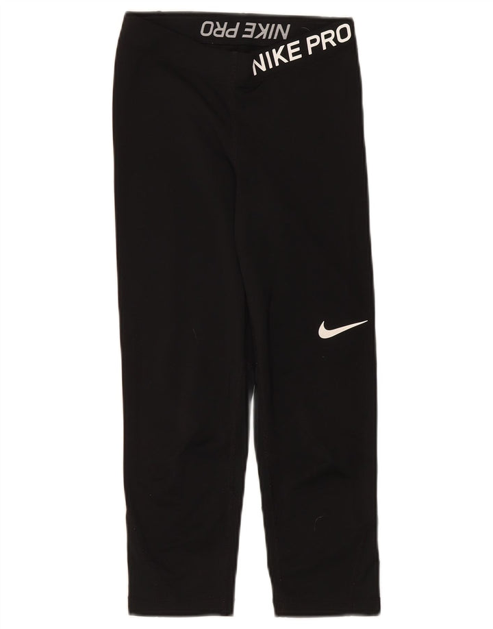 NIKE Girls Graphic Leggings 7-8 Years XS Black Polyester