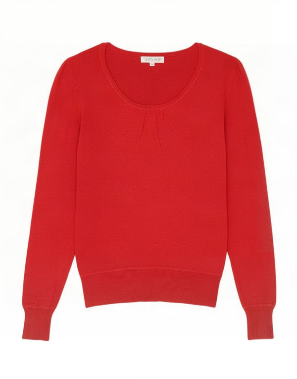 Damski sweter z dekoltem w łódkę Topshop UK 12, średni czerwony, wiskoza
