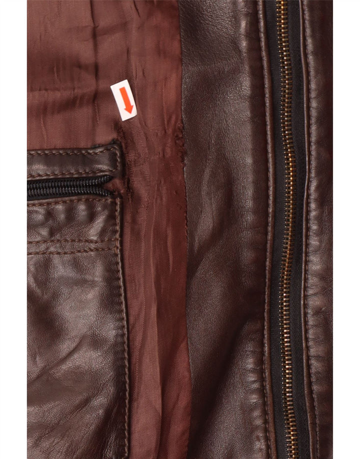 Męska kurtka skórzana VINTAGE UK 38 Średni brąz