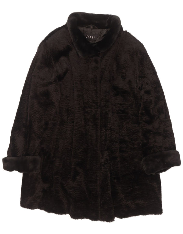 Damski płaszcz ze sztucznego futra Junge UK 22 3XL Czarny Rayon