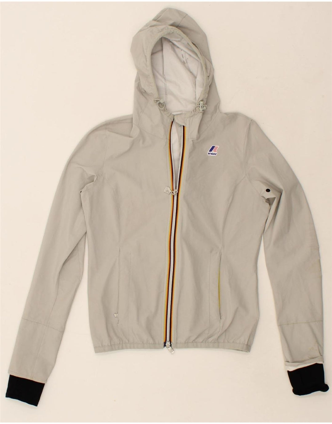 K-WAY Womens Hooded Rain Jacket UK 8 Small Grey Nylon Vintage K-Way and Second-Hand K-Way from Messina Hembry 