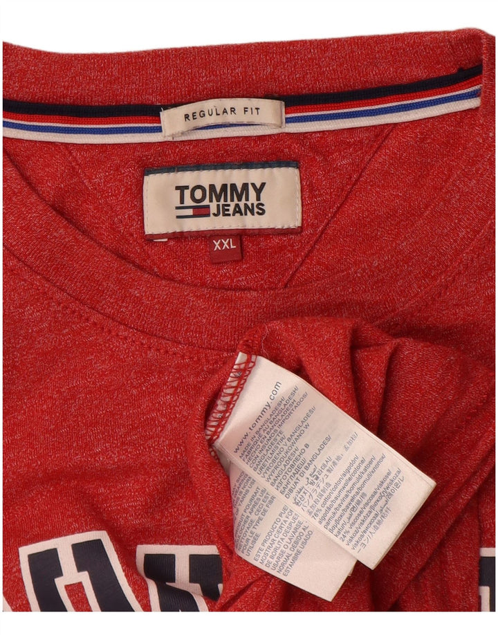 Męski top z grafiką o regularnym kroju Tommy Hilfiger z długim rękawem 2XL w kolorze czerwonym nakrapianym