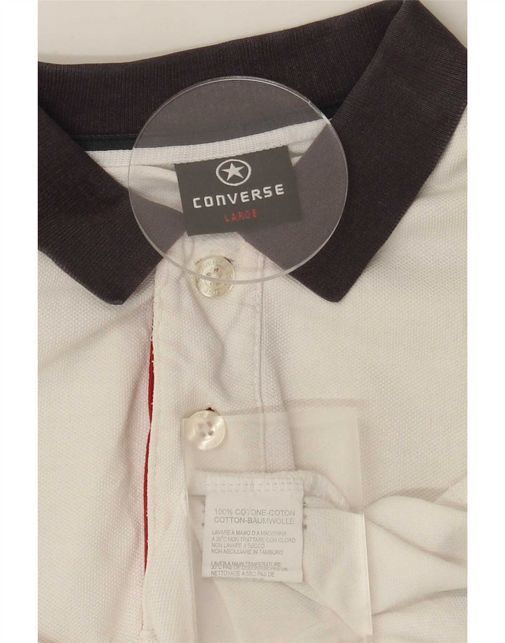 Converse Mens Polo Shirt Large White Cotton