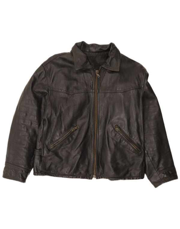 Vintage męska skórzana kurtka UK 42 XL czarna skóra