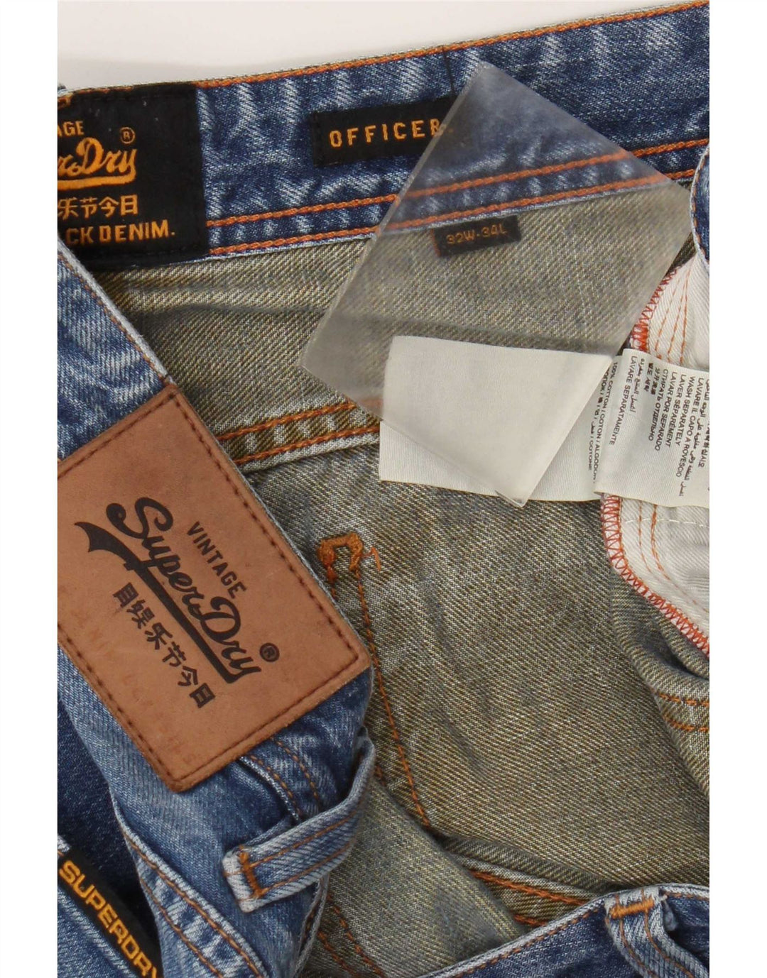 Męskie jeansy oficerskie Superdry W32 L34, niebieska bawełna