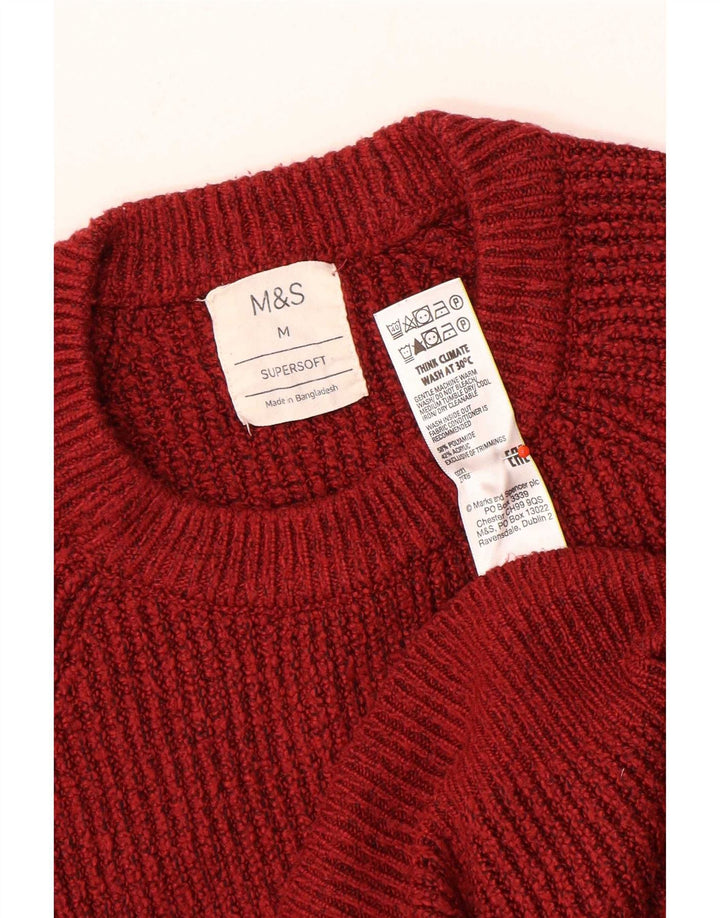 Marks & Spencer Męski sweter z okrągłym dekoltem, średni czerwony poliamid