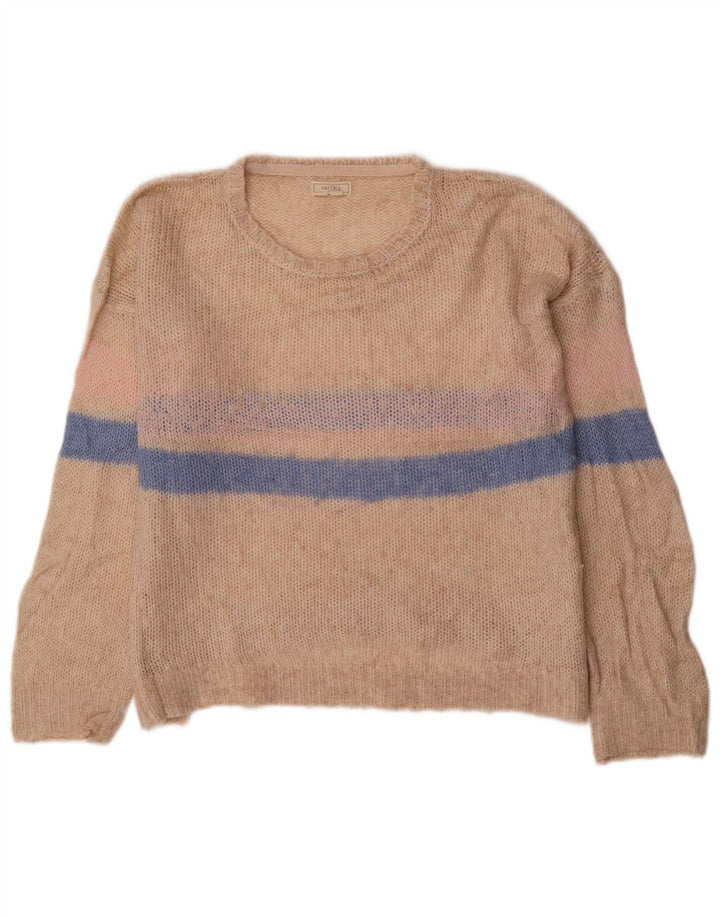 Damski sweter z dekoltem w łódkę FAT FACE UK 12 w średnie beżowe paski